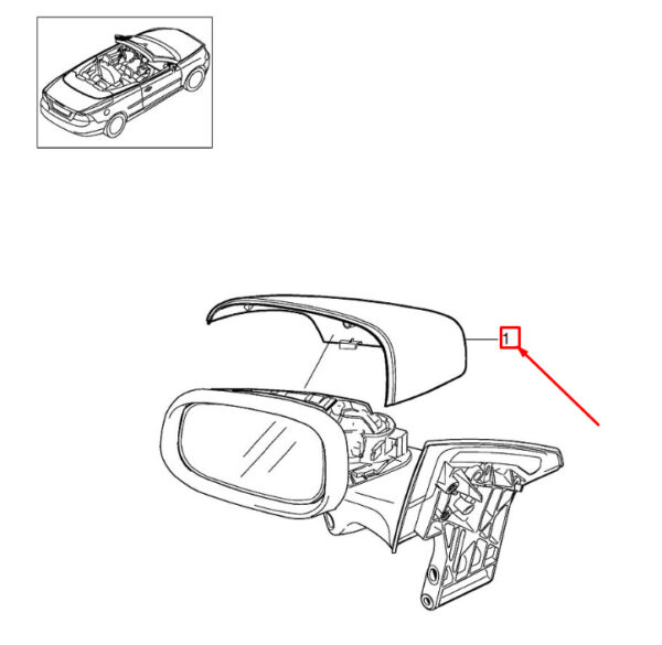 39853111 - Volvo C70 II convertible MK2 exterior mirror cover front right 39853111 NEW ORIGINAL