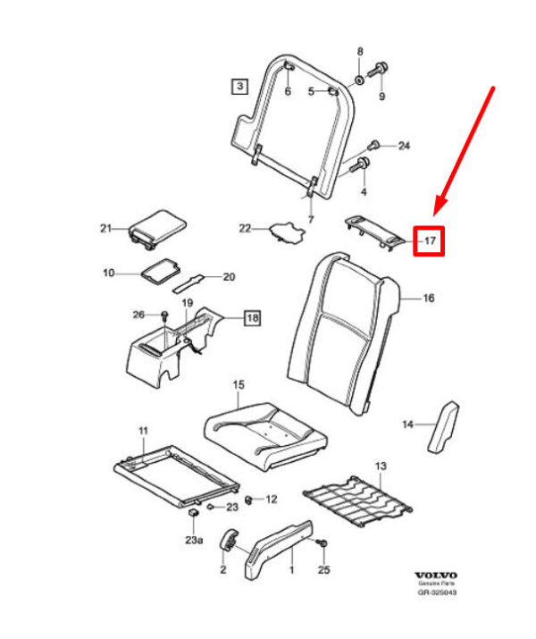 39855798 - VOLVO XC90 MK1 Upper Rear Right Seat Back Panel 39855798 NEW GENUINE