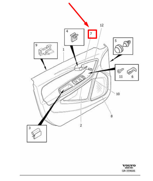 39869776 - VOLVO S60 MK2 FRONT RIGHT INNER OPENING HANDLE 39899776 NEW GENUINE