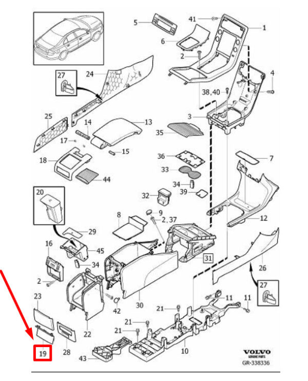 39870769 - VOLVO S80 MK2 REAR LOWER CONSOLE TRIM 39870769 NEW GENUINE
