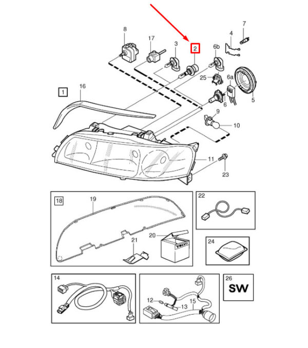 8620487 - Volvo V70 MK1 Headlight Lamp 8620487 NEW ORIGINAL