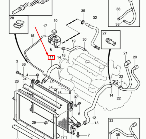 8623778 - Volvo S80 MK1 Cooler Top Hose 8623778 NEW REAL