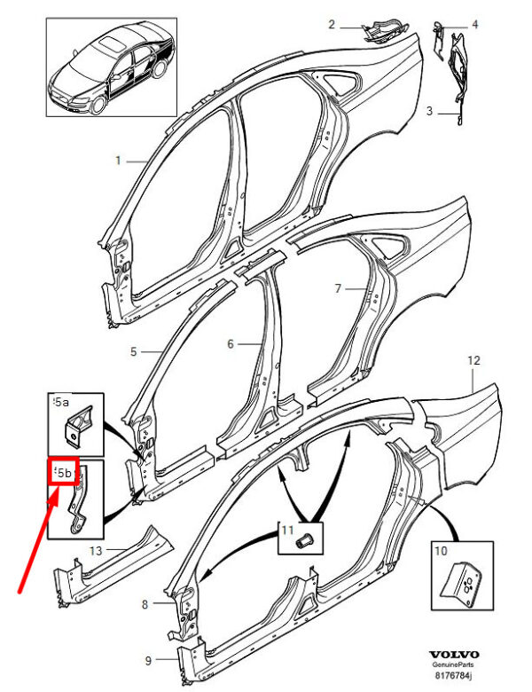 8678369 - VOLVO S40 Lower Front Right Body A-Pillar Bracket 8678369 GENUINE