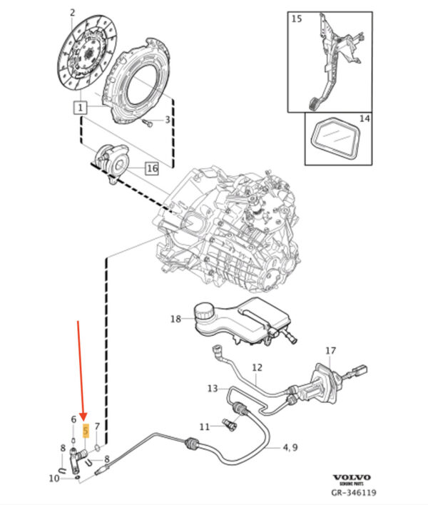 8689976 - Volvo C30 Mechanical Clutch Adapter LHD 8689976 NEW ORIGINAL