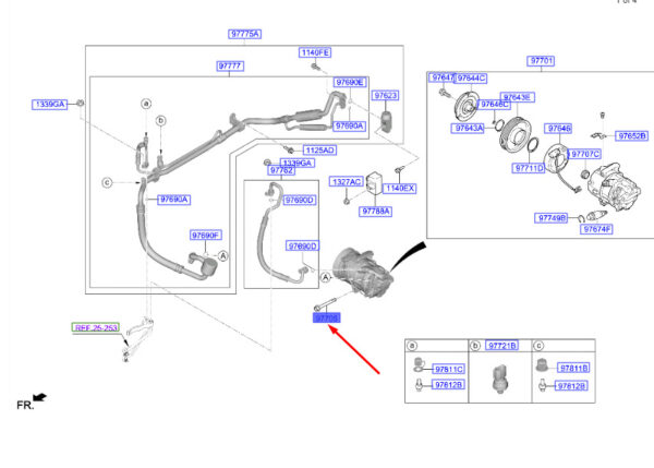 1163008006PA - Hyundai Tucson NX4 MK4 Air Conditioning Compressor Screw 1163008006PA, Original