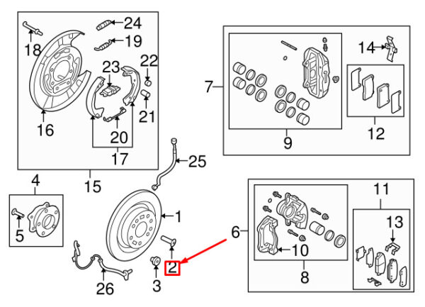 1220306167B - Hyundai Santa FE MK3 DM brake disc screw rear 1220306167B NEW ORIGINAL