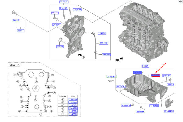 1430305120 - Hyundai Tucson NX4 MK4 Oil Tub Passpoint Pen 1430305120, Original Part