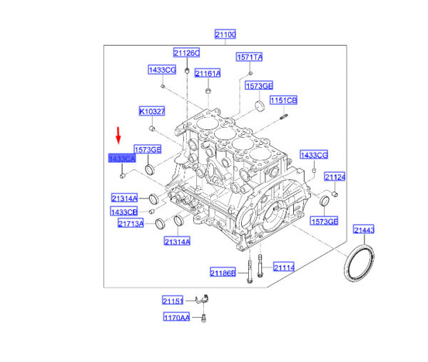 1433108130 - Hyundai i30 MK3 Cylinder Block Knock Female 1433108130, NEW, ORIGINAL