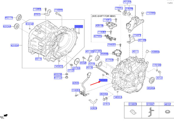1433110160 - Hyundai Tucson NX4 MK4 Transmission Housing Female 1433110160, Original Part