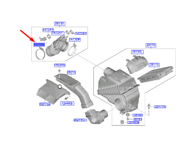 1471608000 - Hyundai Tucson NX4 Air Hose Clip 1471608000, Original Part