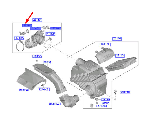 1472026006B - Hyundai Tucson NX4 MK4 Air Hose Clip 1472026006B, Original Part
