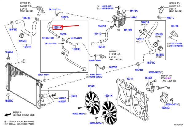 16281F2060 - Toyota C-HR MK1 Engine Water Bypass Hose 16281F2060, Original Part
