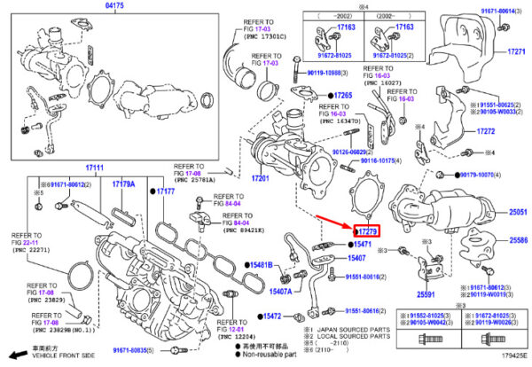 1727947010 - TOYOTA C-HR MK1 Turbinenauslass-Kniestückdichtung 1727947010 NEU ORIGINAL