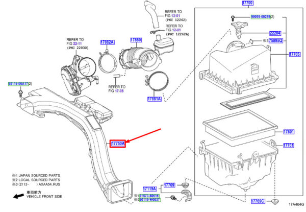 1775025040 - Toyota RAV 4V XA50 Engine Air Filter Inlet Channel 1775025040, Genuine Part