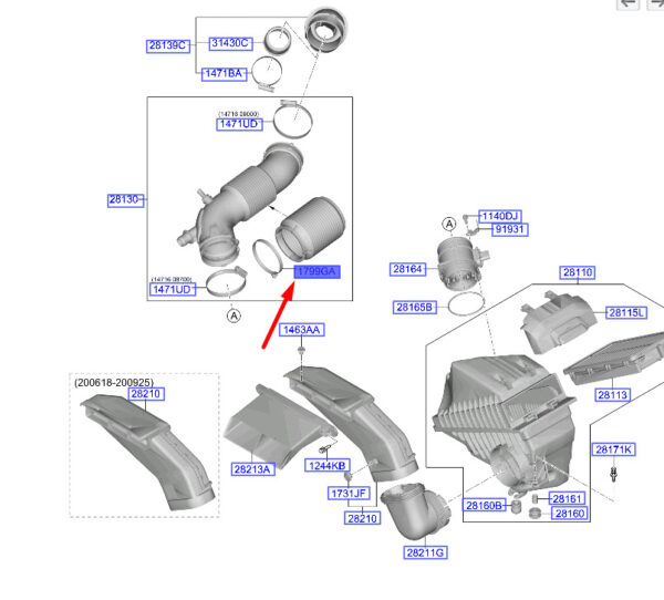 1799335000 - Hyundai Tucson NX4 MK4 Air Intake Hose Tape 1799335000, Original Part