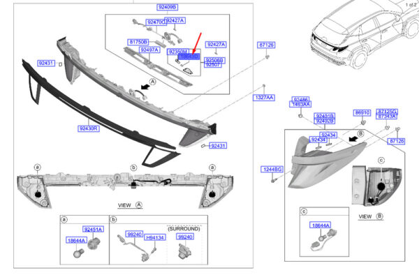 1864305009LV - Hyundai Tucson NX4 MK4 license plate lighting rear 1864305009LV NEW ORIGINAL