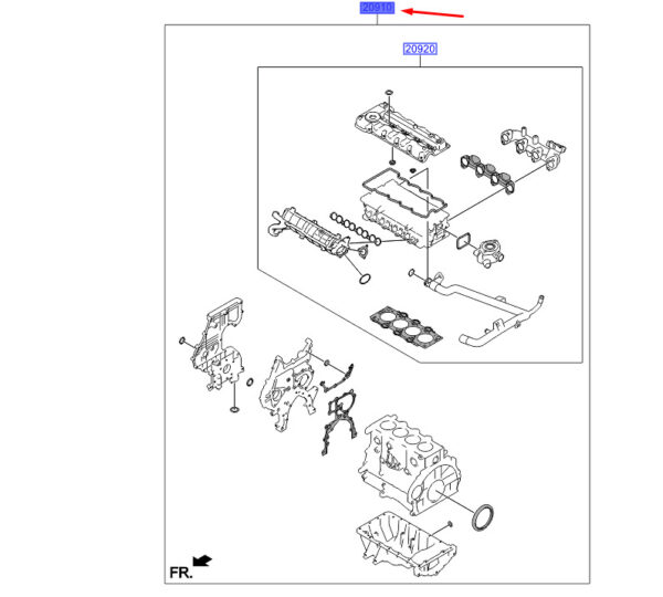 209102AU04 - Hyundai i30 MK3 Engine Overhaul Gasket Set 209102AU04, NEW, ORIGINAL