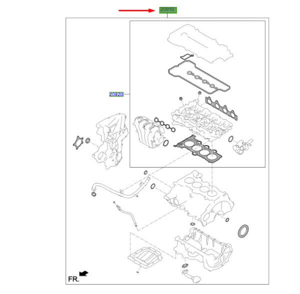 209102BU06 - Hyundai Kona MK1 OS Engine Overhaul Gasket Set 209102BU06, NEW, ORIGINAL