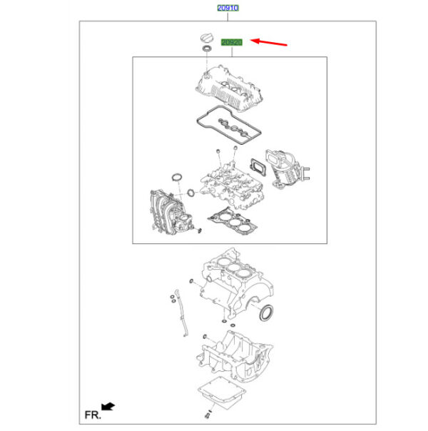 2092004P03 - Hyundai Kona MK1 OS Top Overhaul Gasket Set for 2092004P03 Engine