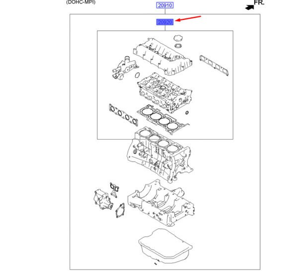 209202GU03 - Hyundai Santa Fe MK1 DM Engine Overhaul Top Gasket Set 209202GU03 NEW