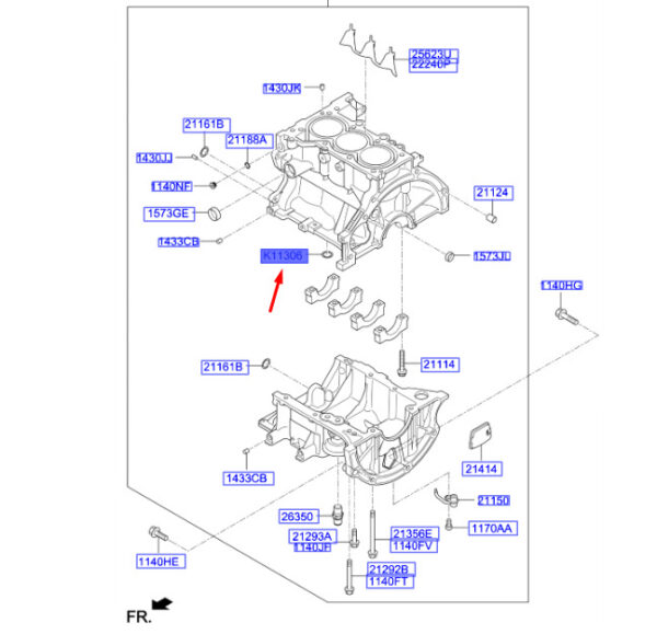 2114303000 - Hyundai Kona MK1 Cylinder Block-O-Ring 2114303000, New Original