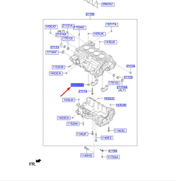 211442B000 - Hyundai Kona MK1 Cylinder Block-O-Ring 211442B000, New Original