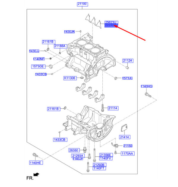 2117104001 - Hyundai Kona MK1 Cylinder Block Insert 2117104001, Genuine Part