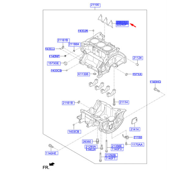 2117104002 - Hyundai Kona MK1 cylinder block insert 2117104002, original part