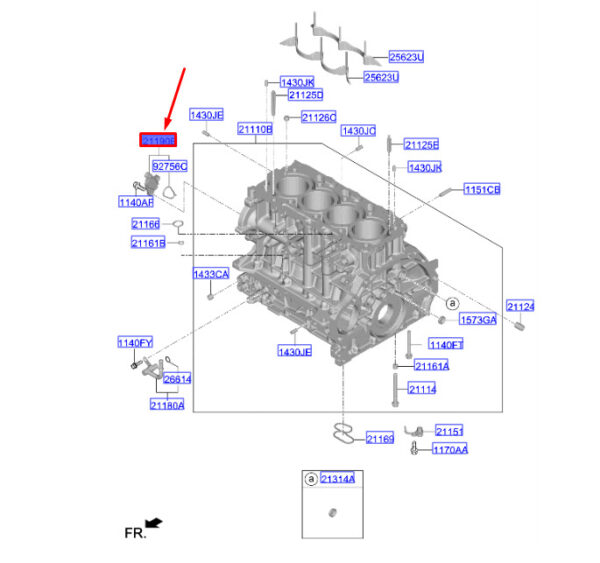 211902U000 - Hyundai Tucson NX4 Zylinderblock-Ölplattenbaugruppe 211902U000, Original
