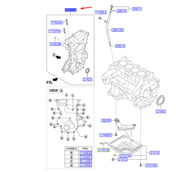 2135003110 - Hyundai i30 MK3 Control Chain Cover 2135003110, NEW, ORIGINAL