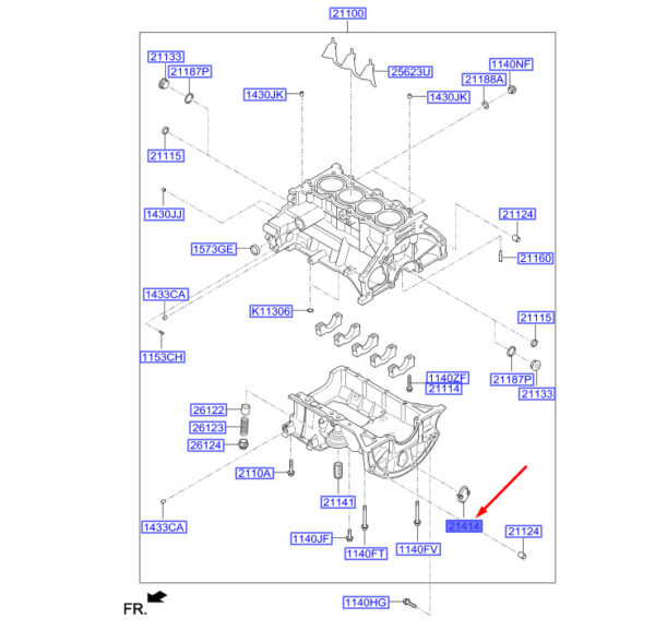 2141403010 - Hyundai i30 MK3 cylinder block cover 2141403010, NEW, ORIGINAL