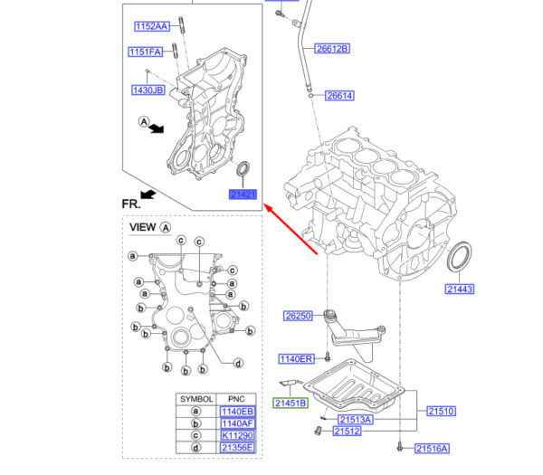 2142103001 - Hyundai i30 MK3 Oil Gasket 2142103001 NEW ORIGINAL
