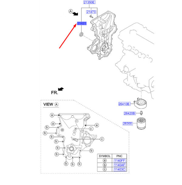 214212B030 - Hyundai Kona MK1 Control Chain/Oil Pump Cover Oil Gasket 214212B030 NEW ORIGINAL