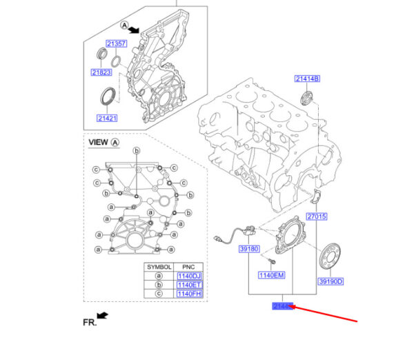 214402F060 - Hyundai Santa Fe MK3 DM oil gasket housing 214402F060, original part