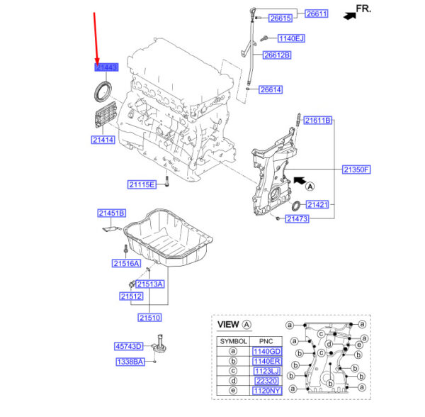 2144325000 - Hyundai Santa Fe MK3 DM oil gasket rear 2144325000 NEW ORIGINAL