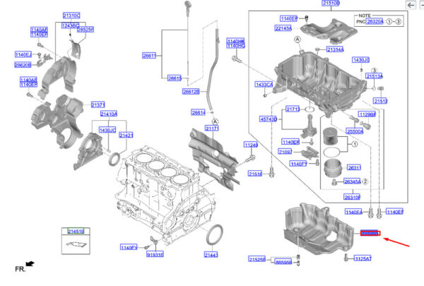 215202U000 - Hyundai Tucson NX4 MK4 Motorölwannendeckel Baugruppe 215202U000 NEU ORIGINAL