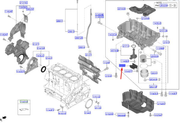 215952U000 - Hyundai Kona MK4 Oil Level Sensor Protection 215952U000, Original Part