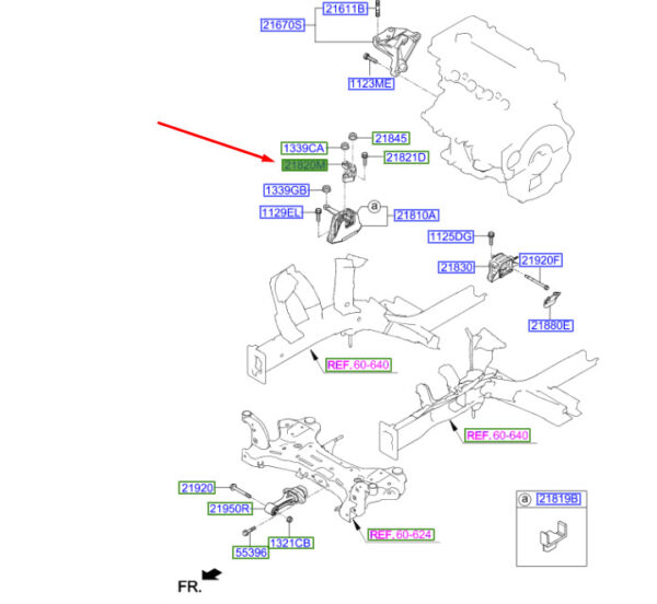 21825F2000 - Hyundai Kona MK1 Engine Mount 21825F2000, Original