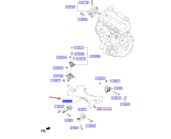 219502W100 - Hyundai Santa Fe MK3 DM roll bracket 219502W100, original part