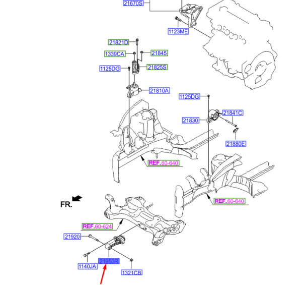 219503Y000 - Hyundai i30 MK3 Roll Bar Mount 219503Y000, Original Part