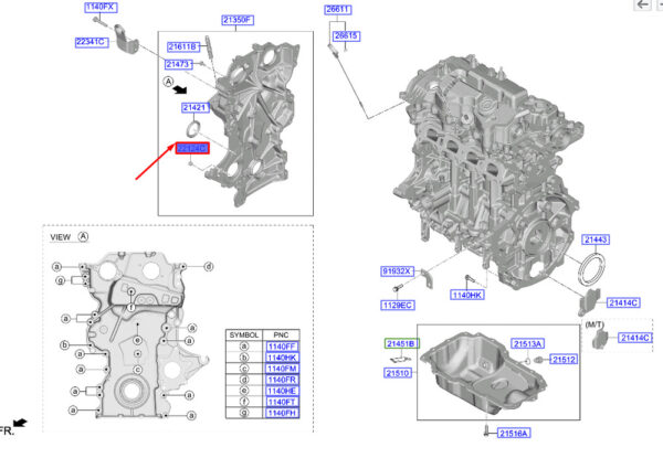 221242M000 - Hyundai Tucson NX4 MK4 Tapping Female for Control Chain Cover 221242M000part