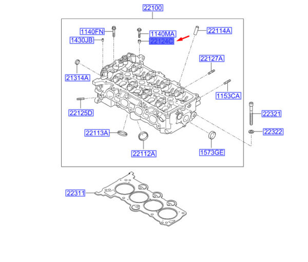2212437100 - Hyundai i30 MK3 cylinder head knock socket 2212437100, NEW, ORIGINAL