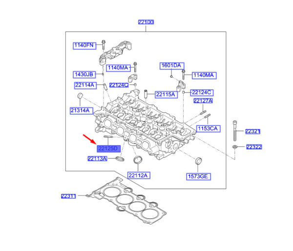 221272B000 - Hyundai Kona MK1 Cylinder Head Gasket 221272B000, NEW, ORIGINAL