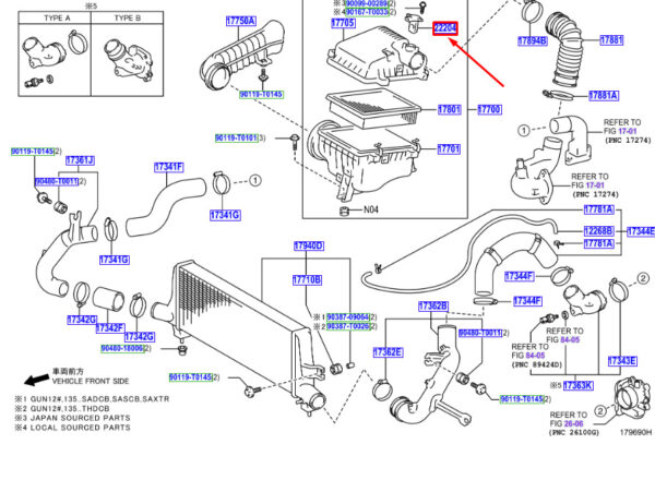 2220430030 - TOYOTA HILUX MK8 INTAKE AIR FLOW METER 2220430030 NEW GENUINE