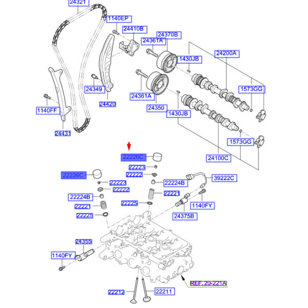 2222604102 - Hyundai Kona MK1 Valve Pestle 2222604102, Original Part