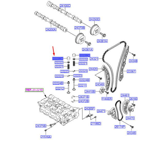 222262G008 - Hyundai Santa Fe MK3 DM Valve Pestle 222262G008 NEW ORIGINAL