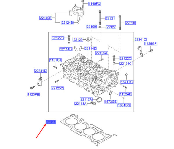 223112G700 - Hyundai Santa Fe MK3 DM cylinder head gasket 223112G700 NEW ORIGINAL