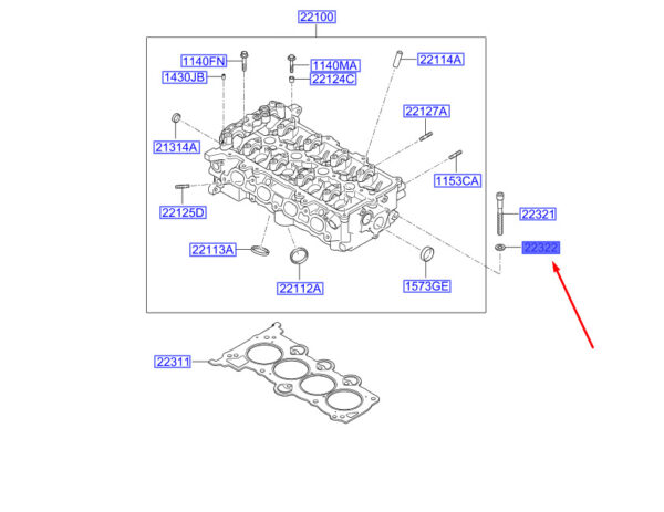 223222B700 - Hyundai i30 MK3 Cylinder Head Screw Washer 223222B700, NEW, ORIGINAL