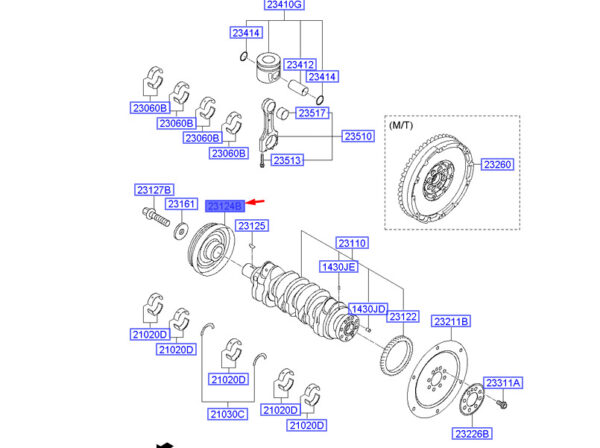 231242F010 - Hyundai Santa FE MKL3 DM crankshaft damper pulley 231242F010, original