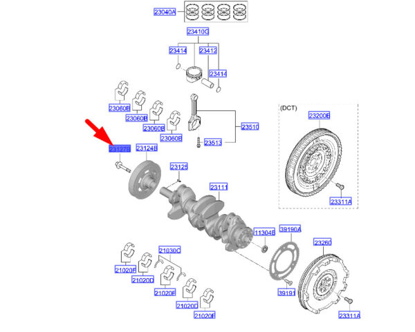 231272M000 - Hyundai Tucson NX4 MK4 Crankshaft Screw 231272M000, NEW, ORIGINAL